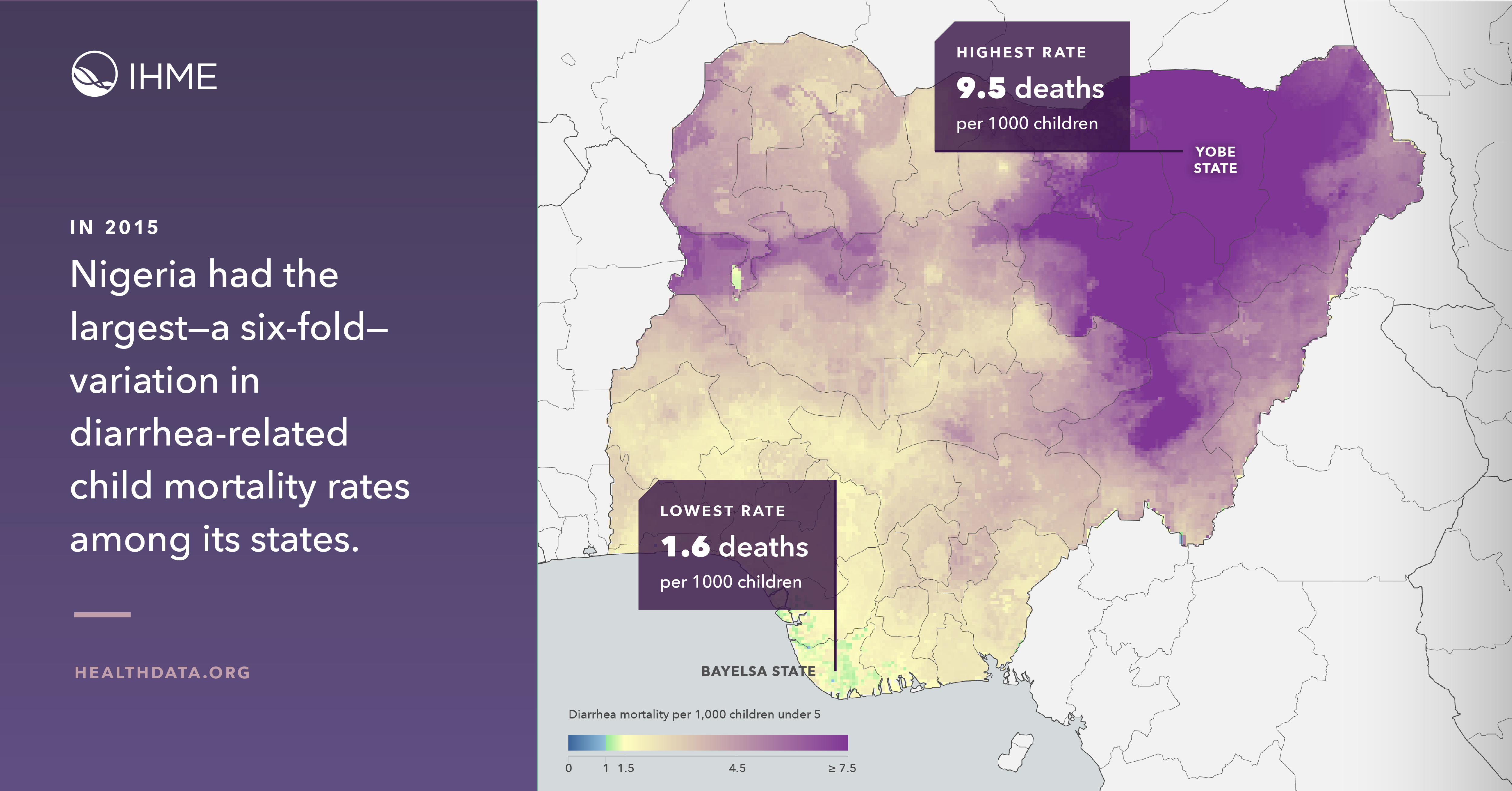 Heat map of diarrheal disease in Nigeria
