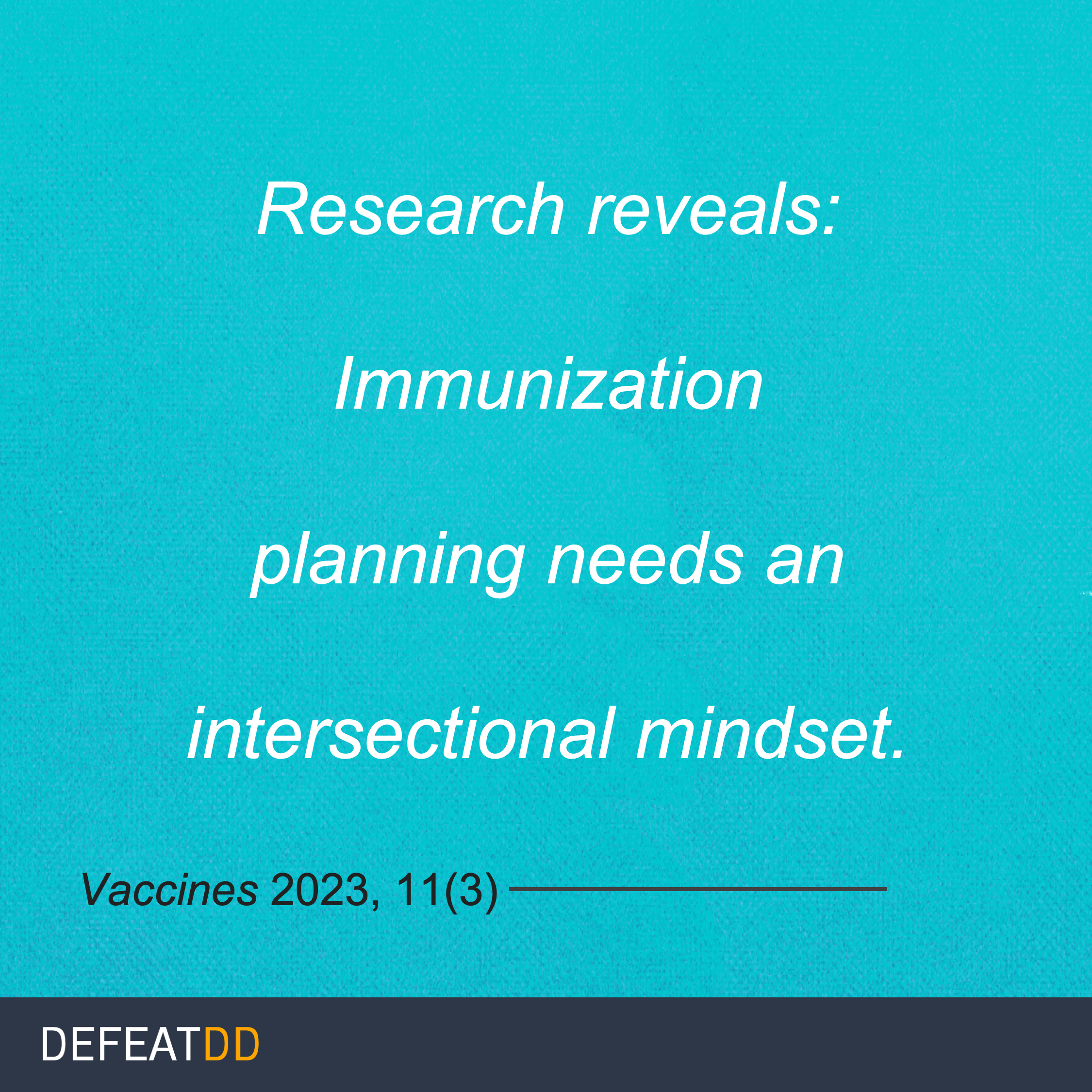 Immunization planning must be intersectional