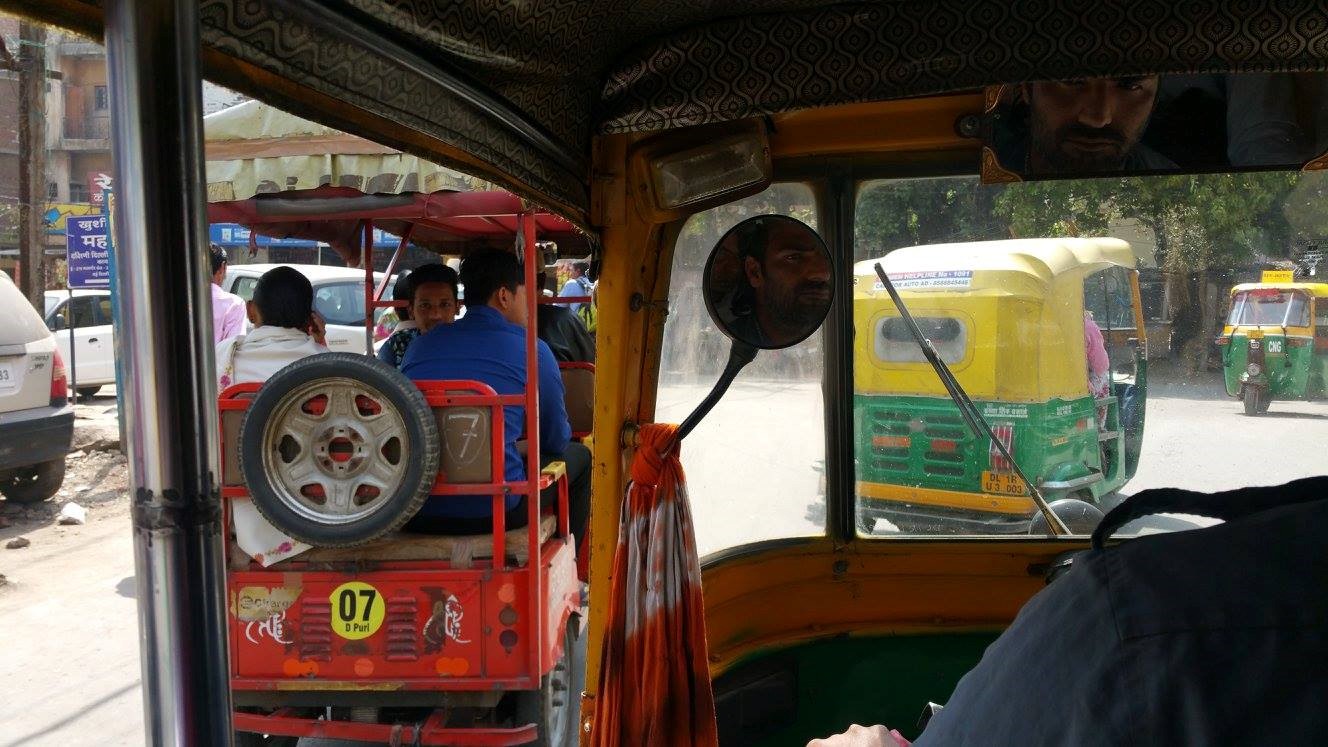 View from an auto ride of other autos  