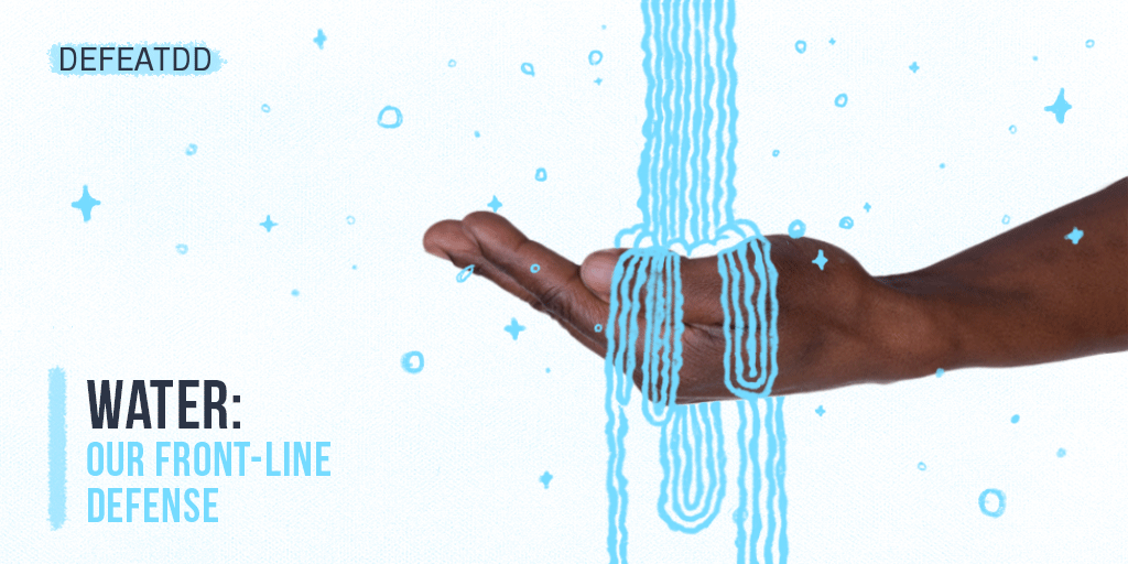 Water pouring over hand graphic