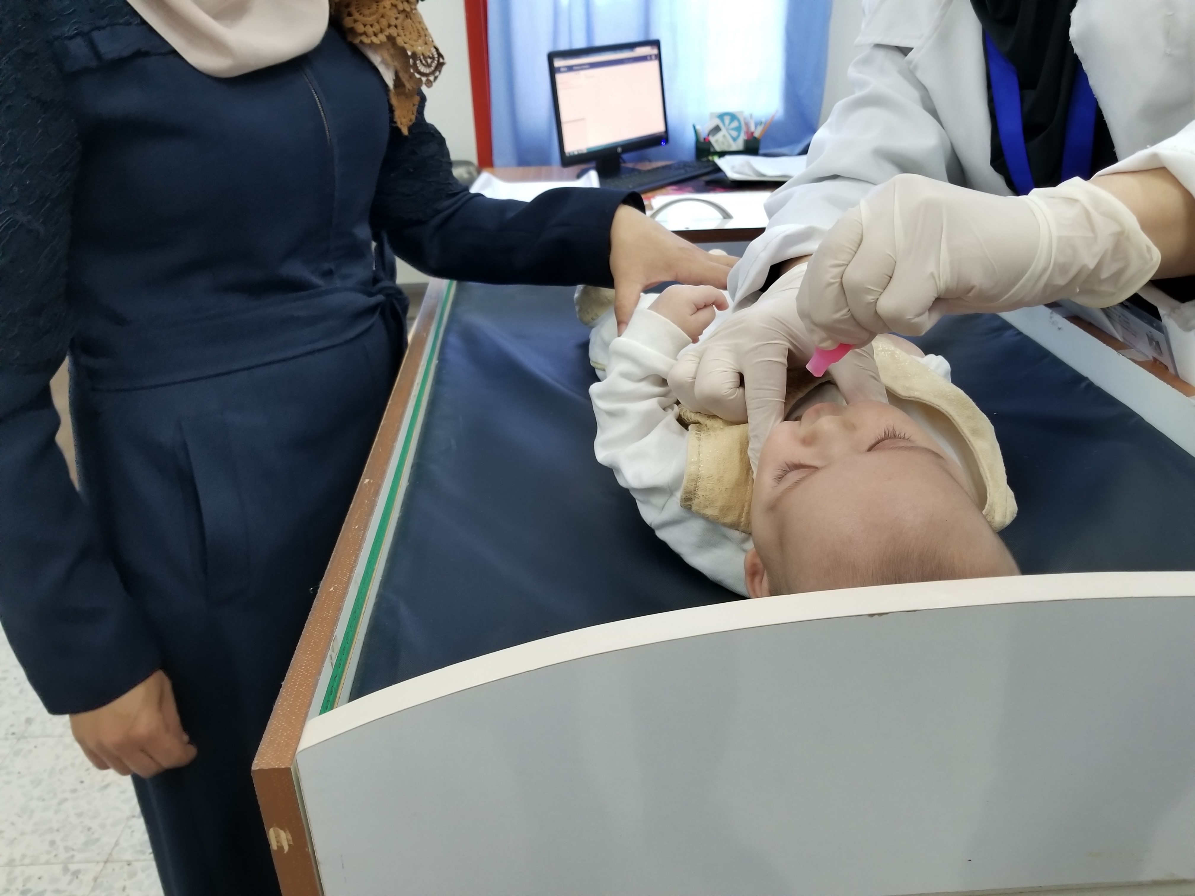 Palestinian infant receives ROTAVAC as part of routine immunization. 