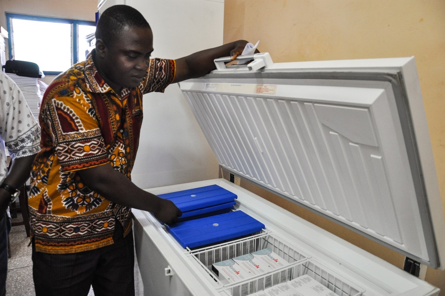 Refrigerator holding ROTARIX rotavirus vaccine in Ghana