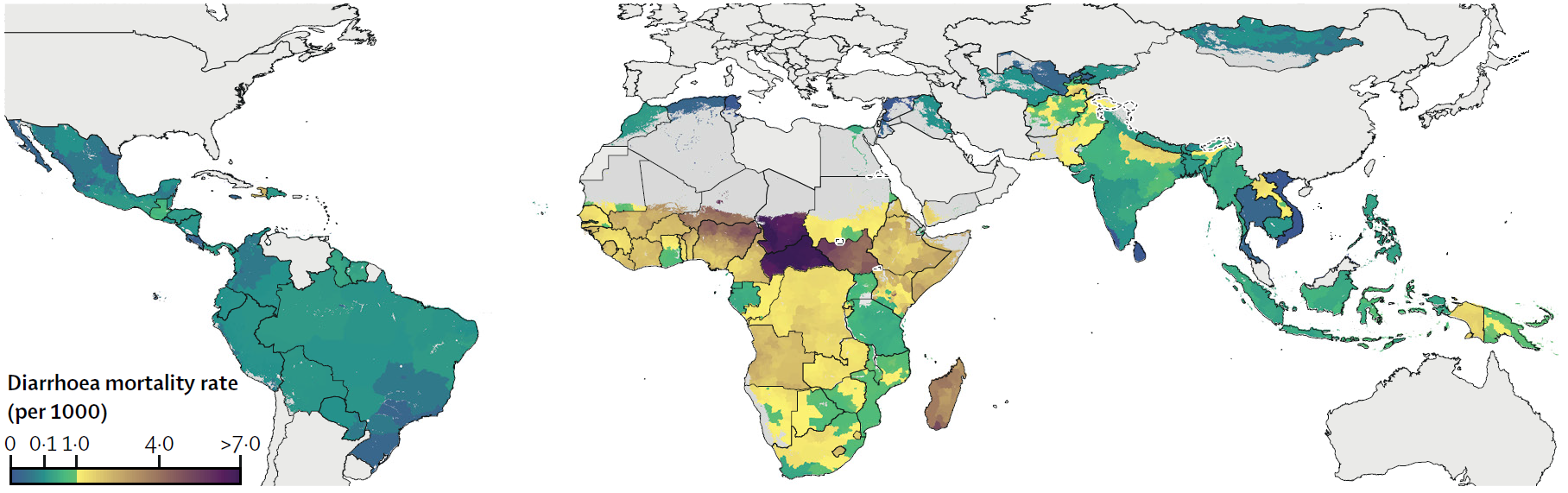 Heat map geographic variation of diarrhea burden