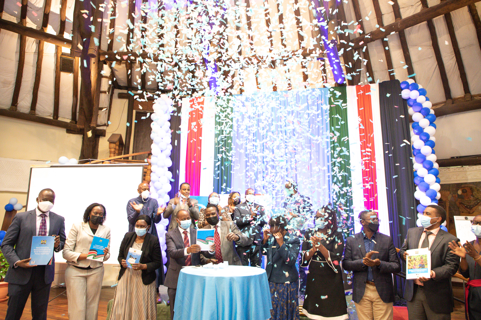 Confetti falls at the primary healthcare launch