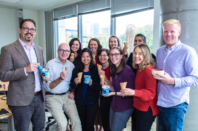 Group of PATH staff posing with ice cream samples