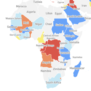 Map of rotavirus vaccine coverage in Africa