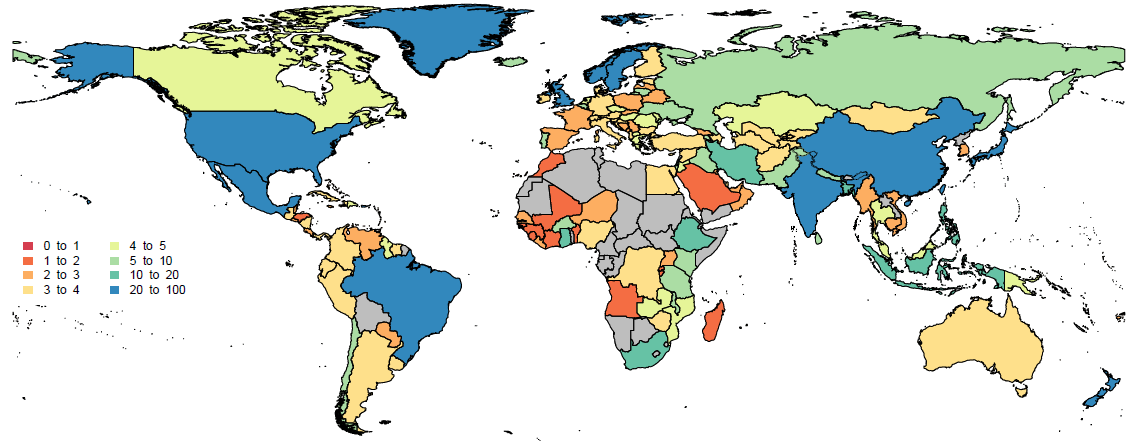 Diarrhea mortality map in GBD 2017