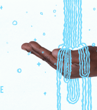 Water pouring over hand graphic