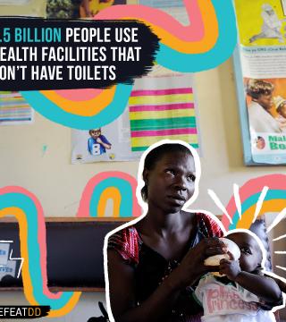 Graphic: "1.5 million people use health facilities that don't have toilets"