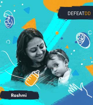Graphic with photo of Rashmi Harale and her baby