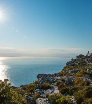 Photo of sun over water from Table Mountain, South Africa