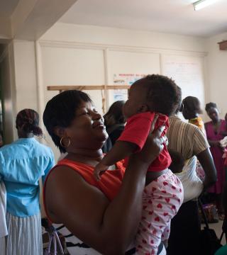 photo of mother and child in health clinic