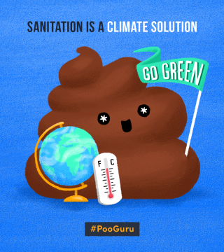 character depicting sanitation and climate advocacy