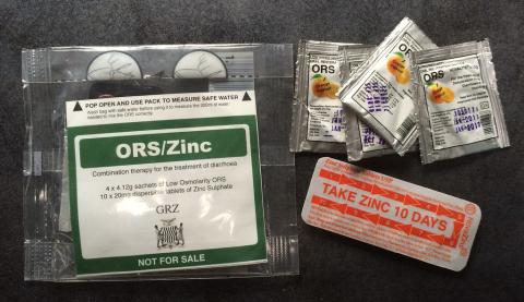 An ORS/zinc co-pack in Zambia. Credit: ColaLife
